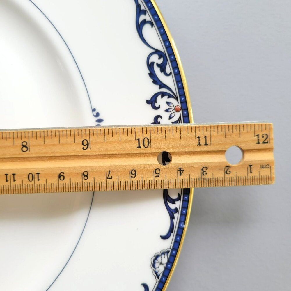 Lenox Royal Scroll Dinner Plate White with Elegant Blue Scroll, Red Dots, USA - Picture 9 of 10